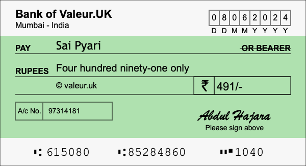 How to write a cheque for 491 rupees How to write a cheque for 491 rupees