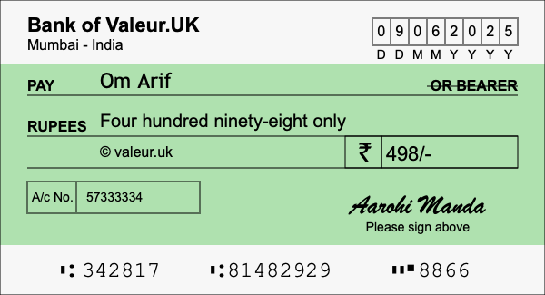How to write a cheque for 498 rupees How to write a cheque for 498 rupees
