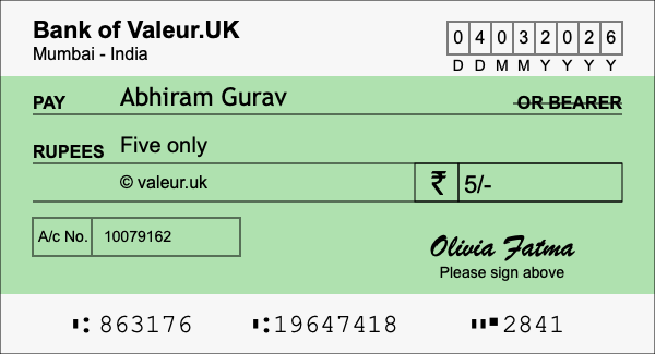 How to write a cheque for 5 rupees How to write a cheque for 5 rupees