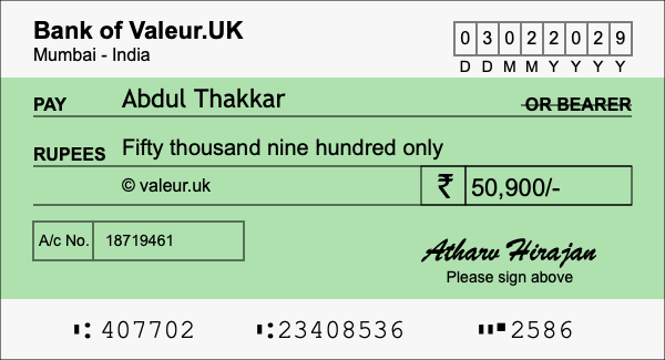 How to write a cheque for 50,900 rupees