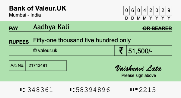 How to write a cheque for 51,500 rupees