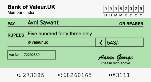 How to write a cheque for 543 rupees How to write a cheque for 543 rupees