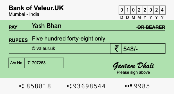 How to write a cheque for 548 rupees How to write a cheque for 548 rupees