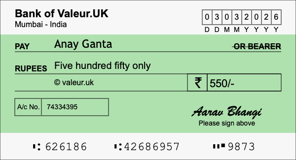 How to write a cheque for 550 rupees How to write a cheque for 550 rupees