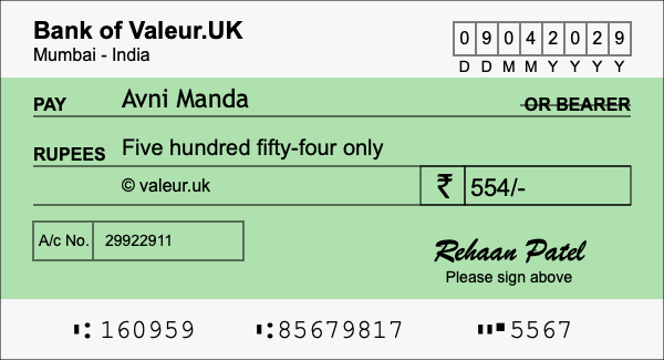 How to write a cheque for 554 rupees How to write a cheque for 554 rupees
