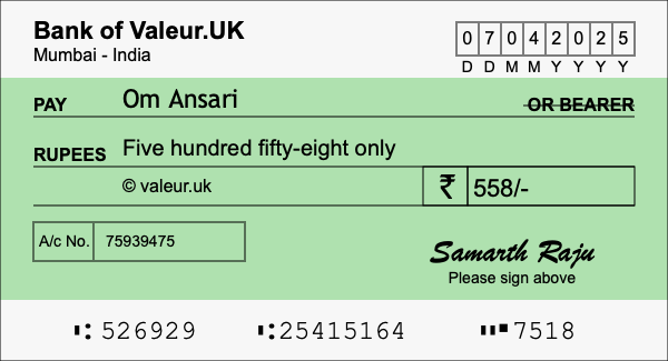 How to write a cheque for 558 rupees How to write a cheque for 558 rupees