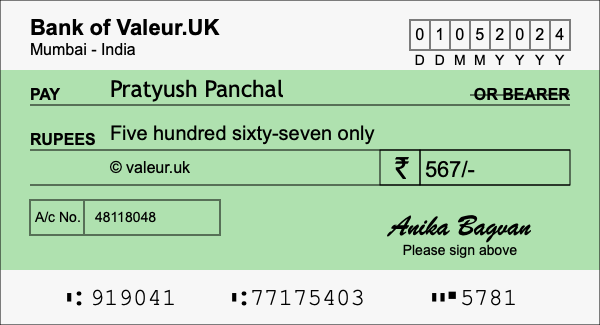 How to write a cheque for 567 rupees How to write a cheque for 567 rupees