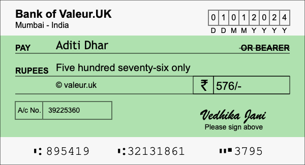 How to write a cheque for 576 rupees How to write a cheque for 576 rupees