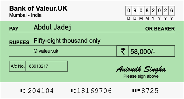 How to write a cheque for 58,000 rupees How to write a cheque for 58,000 rupees