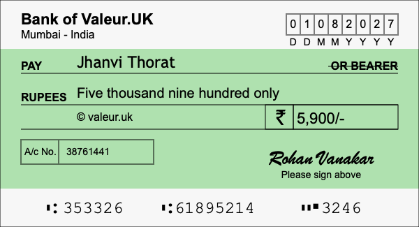 How to write a cheque for 5,900 rupees How to write a cheque for 5,900 rupees