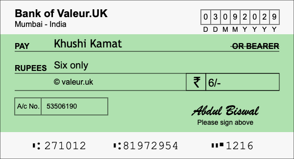 How to write a cheque for 6 rupees How to write a cheque for 6 rupees