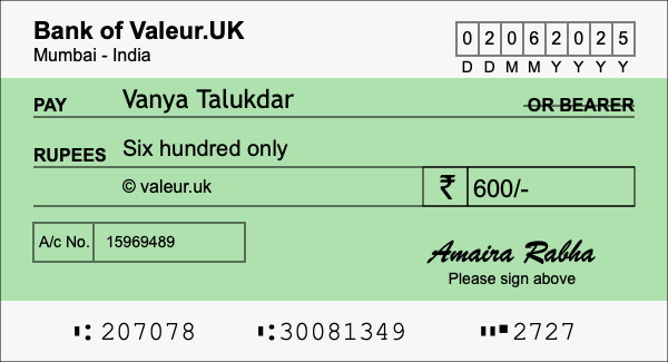 How to write a cheque for 600 rupees How to write a cheque for 600 rupees
