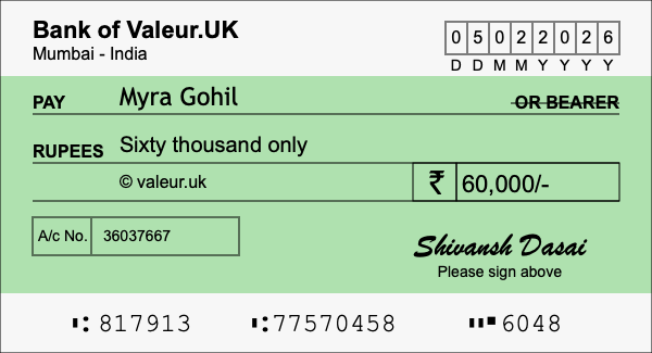 How to write a cheque for 60,000 rupees How to write a cheque for 60,000 rupees
