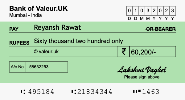 How to write a cheque for 60,200 rupees How to write a cheque for 60,200 rupees