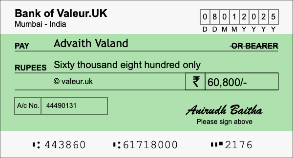How to write a cheque for 60,800 rupees How to write a cheque for 60,800 rupees