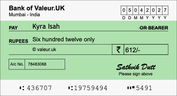 How to write a cheque for 612 rupees How to write a cheque for 612 rupees