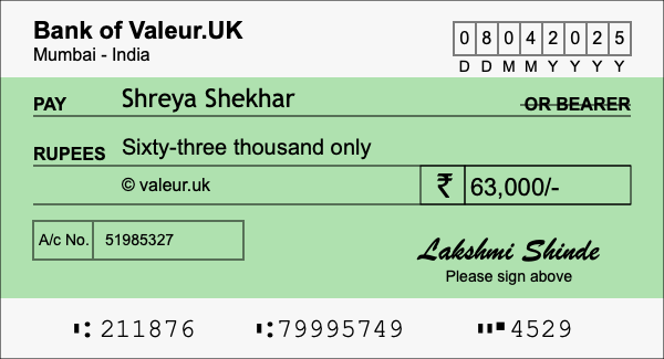 How to write a cheque for 63,000 rupees How to write a cheque for 63,000 rupees