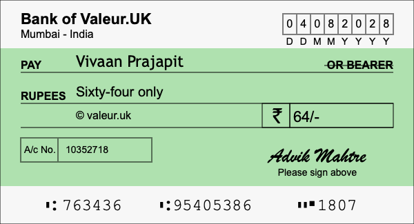 How to write a cheque for 64 rupees