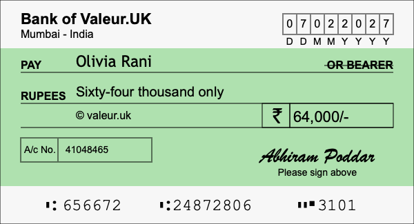 How to write a cheque for 64,000 rupees How to write a cheque for 64,000 rupees