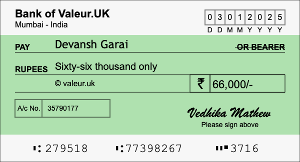 How to write a cheque for 66,000 rupees How to write a cheque for 66,000 rupees
