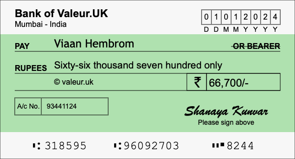 How to write a cheque for 66,700 rupees How to write a cheque for 66,700 rupees