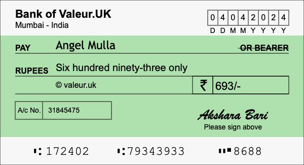 How to write a cheque for 693 rupees How to write a cheque for 693 rupees