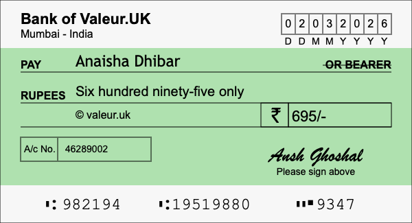 How to write a cheque for 695 rupees How to write a cheque for 695 rupees