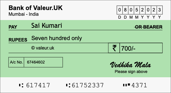 How to write a cheque for 700 rupees How to write a cheque for 700 rupees