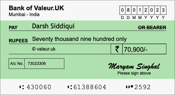 How to write a cheque for 70,900 rupees How to write a cheque for 70,900 rupees