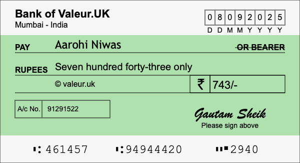 How to write a cheque for 743 rupees How to write a cheque for 743 rupees