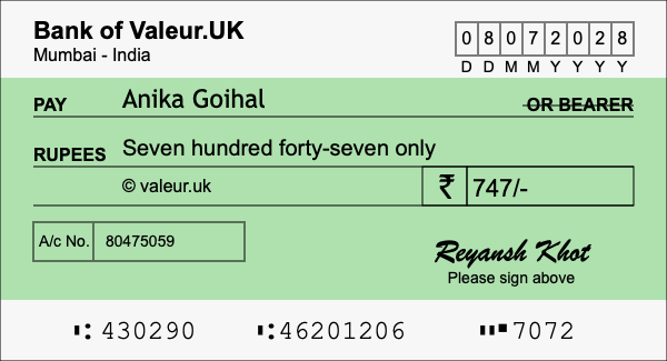 How to write a cheque for 747 rupees How to write a cheque for 747 rupees