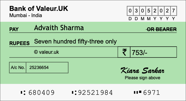 How to write a cheque for 753 rupees How to write a cheque for 753 rupees