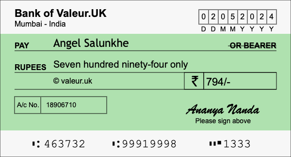 How to write a cheque for 794 rupees How to write a cheque for 794 rupees
