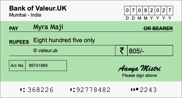 How to write a cheque for 805 rupees How to write a cheque for 805 rupees