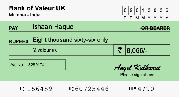 How to write a cheque for 8,066 rupees How to write a cheque for 8,066 rupees