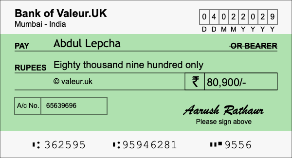 How to write a cheque for 80,900 rupees How to write a cheque for 80,900 rupees