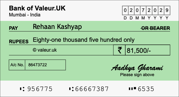 How to write a cheque for 81,500 rupees