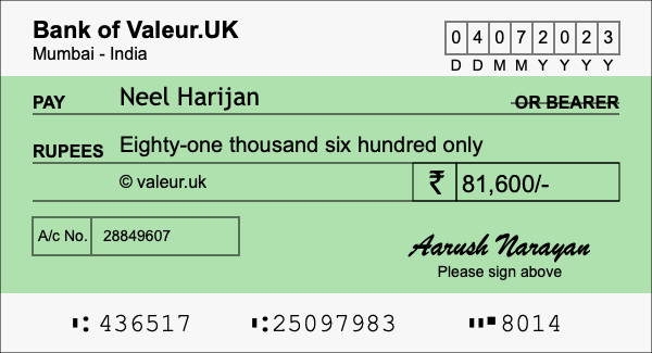 How to write a cheque for 81,600 rupees