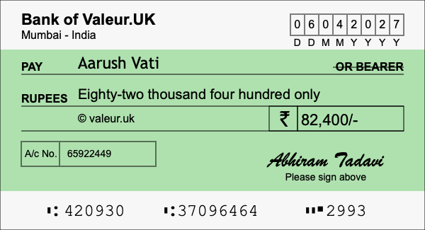 How to write a cheque for 82,400 rupees How to write a cheque for 82,400 rupees