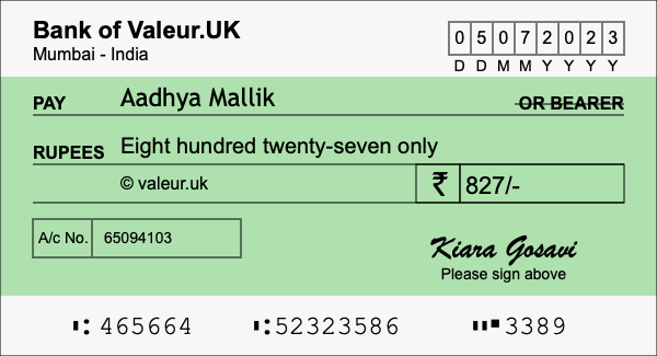 How to write a cheque for 827 rupees How to write a cheque for 827 rupees