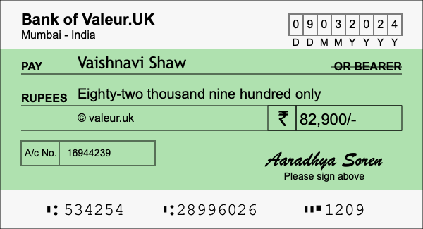 How to write a cheque for 82,900 rupees How to write a cheque for 82,900 rupees