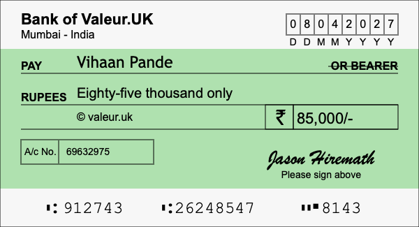 How to write a cheque for 85,000 rupees How to write a cheque for 85,000 rupees