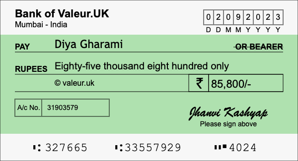 How to write a cheque for 85,800 rupees How to write a cheque for 85,800 rupees