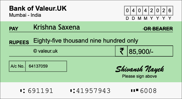 How to write a cheque for 85,900 rupees How to write a cheque for 85,900 rupees