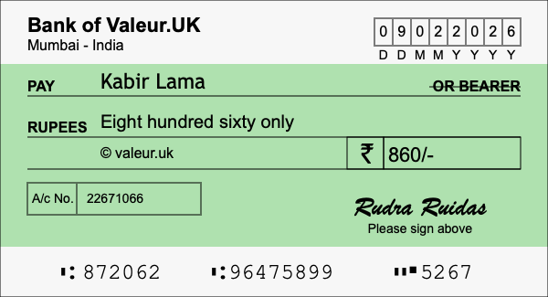 How to write a cheque for 860 rupees How to write a cheque for 860 rupees