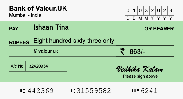How to write a cheque for 863 rupees How to write a cheque for 863 rupees