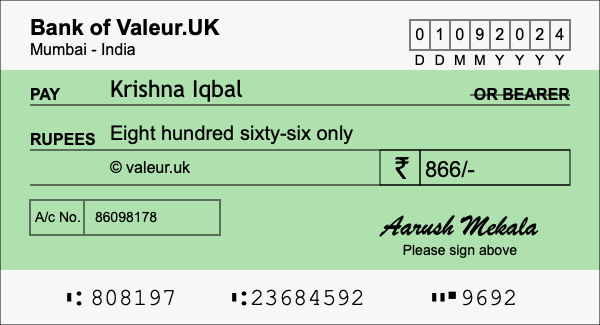 How to write a cheque for 866 rupees How to write a cheque for 866 rupees