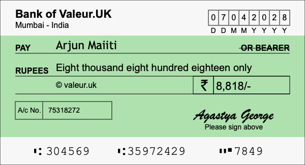 How to write a cheque for 8,818 rupees How to write a cheque for 8,818 rupees