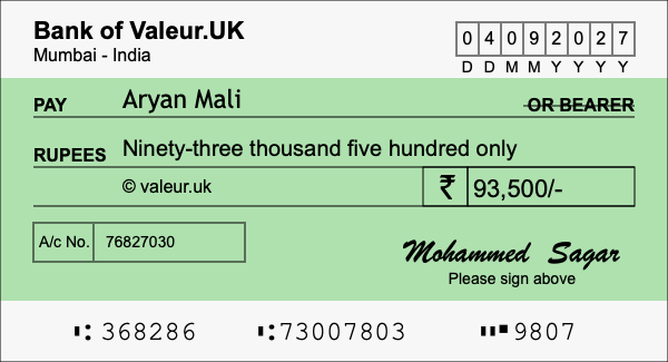 How to write a cheque for 93,500 rupees How to write a cheque for 93,500 rupees
