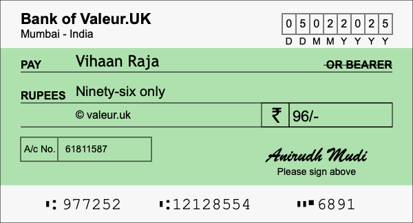 How to write a cheque for 96 rupees How to write a cheque for 96 rupees